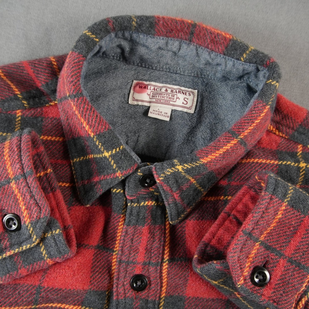 Wallace & Barnes Flannel Buffalo Plaid Shirt Mens S Preppy Outdoor Long Sleeve - Picture 9 of 11